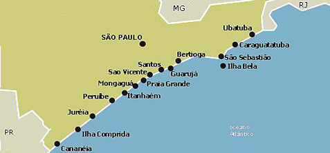 Mapa do Litoral Paulista