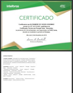 Certificado Intelbras Solar - Revenda